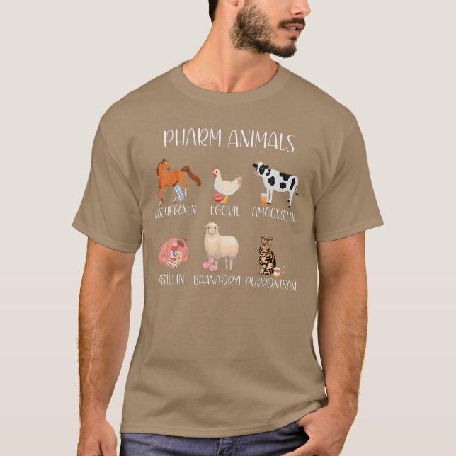 Pharmacy Puns Animals Funny Prescriptions Medical  T-Shirt (Front)