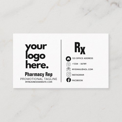 Pharmacy Rep Medical Custom Branded Business Card