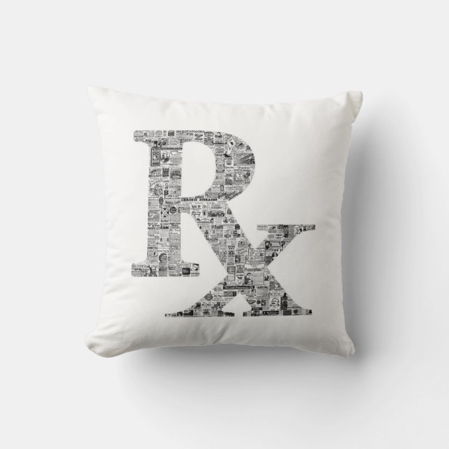Pharmacy Rx Apothecary Mortar and Pestle Icon Throw Pillow (Front)