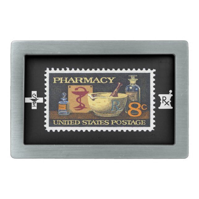 Pharmacy Rx Stamp~Pharmacist ~Druggist~Apothecary Belt Buckle (Front)