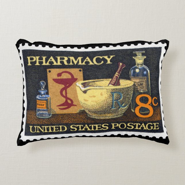 Pharmacy Rx Stamp~Pharmacist ~Druggist~Apothecary Decorative Pillow (Front)