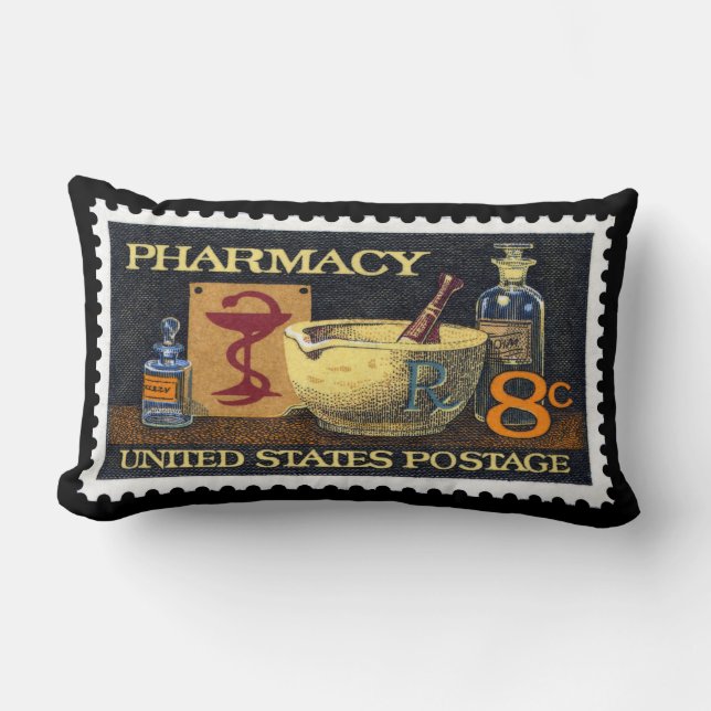 Pharmacy Rx Stamp~Pharmacist ~Druggist~Apothecary Lumbar Pillow (Front)