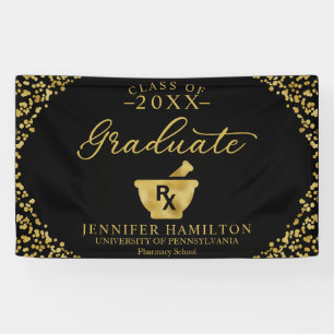 Pharmacy School Black Gold Graduation Banner