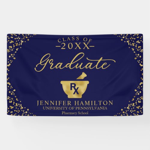 Pharmacy School Blue Gold Graduation Banner