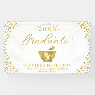 Pharmacy School White Gold Graduation Banner