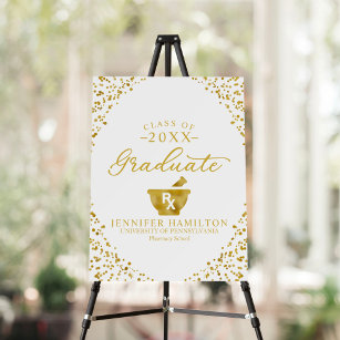 Pharmacy School White Gold Graduation Sign
