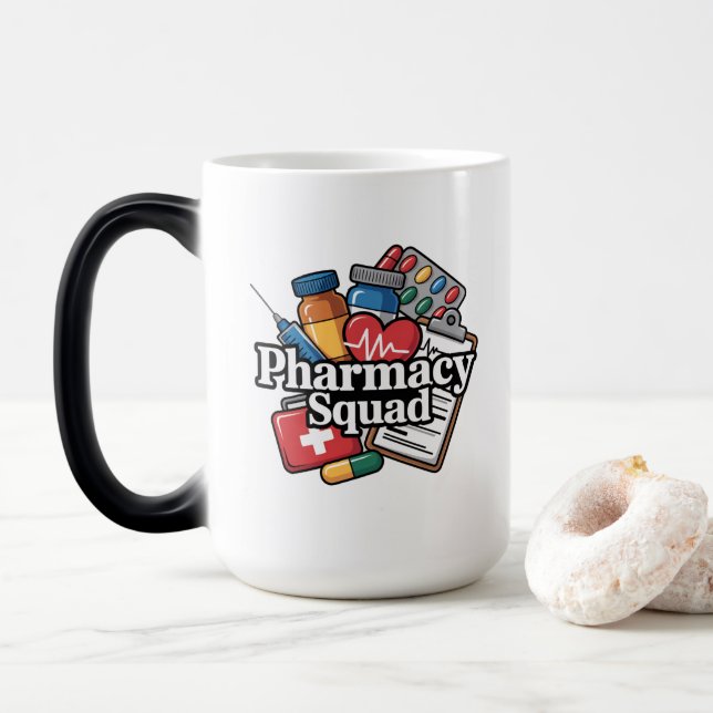 'Pharmacy Squad'. Color Morph Mug (With Donut)
