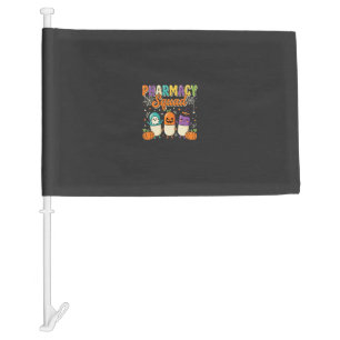 Pharmacy Squad Halloween Ghost Pills Design_1 Car Flag