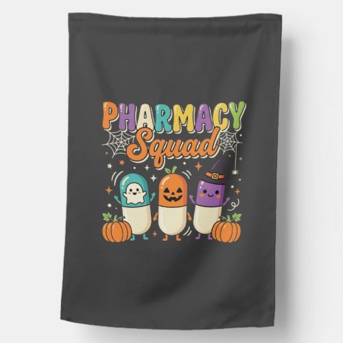 Pharmacy Squad Halloween Ghost Pills Design_1 House Flag