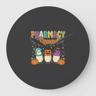 Pharmacy Squad Halloween Ghost Pills Design_1 Large Clock