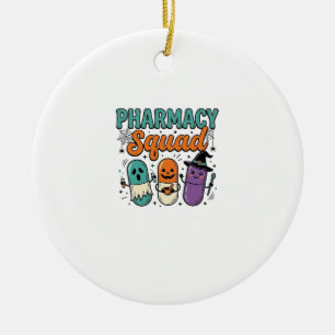Pharmacy Squad Halloween Vintage Vector Shirt Desi Ceramic Ornament