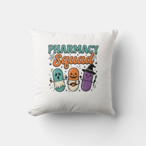 Pharmacy Squad Halloween Vintage Vector Shirt Desi Throw Pillow