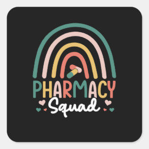 Pharmacy Squad Rainbow Square Sticker