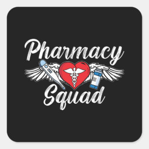 Pharmacy Squad Technician Medicine Tech Pharmacist Square Sticker