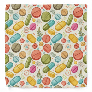 Pharmacy Staff Boho Capsule Tablet Design Bandana