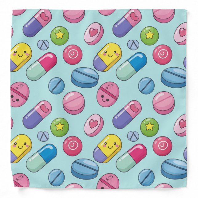 Pharmacy Staff  Boho Capsule & Tablet Design Bandana (Front)