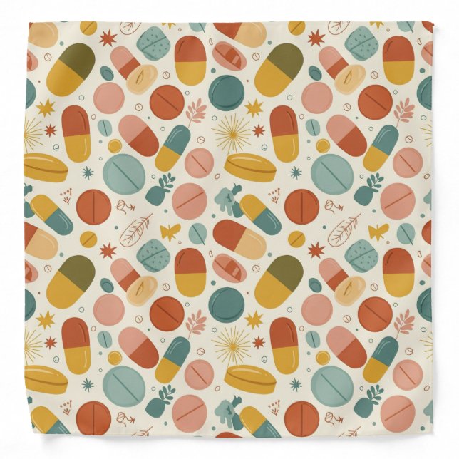 Pharmacy Staff  Boho Teal Earth Capsule Design Bandana (Front)