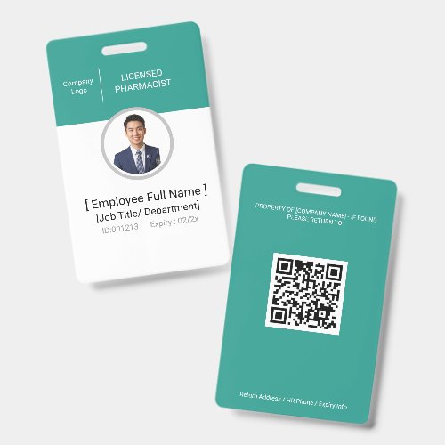 Pharmacy Staff Photo ID Badge Licensed Pharmacist