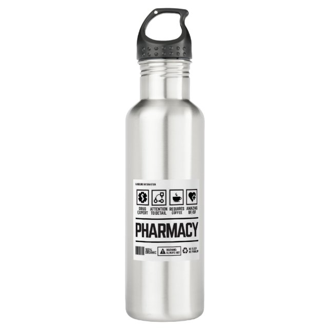 pharmacy stainless steel water bottle (Front)