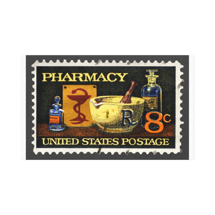Pharmacy Stamp With Bowl Of Hygeia Canvas Print
