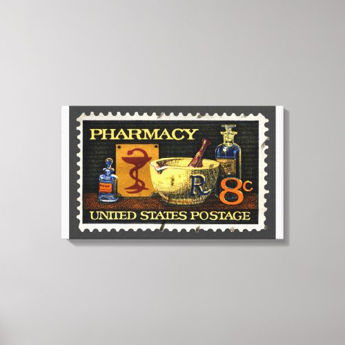 Pharmacy Stamp With Bowl Of Hygeia Canvas Print