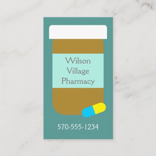 Pharmacy Store Hours Prescription Pill Bottle Business Card