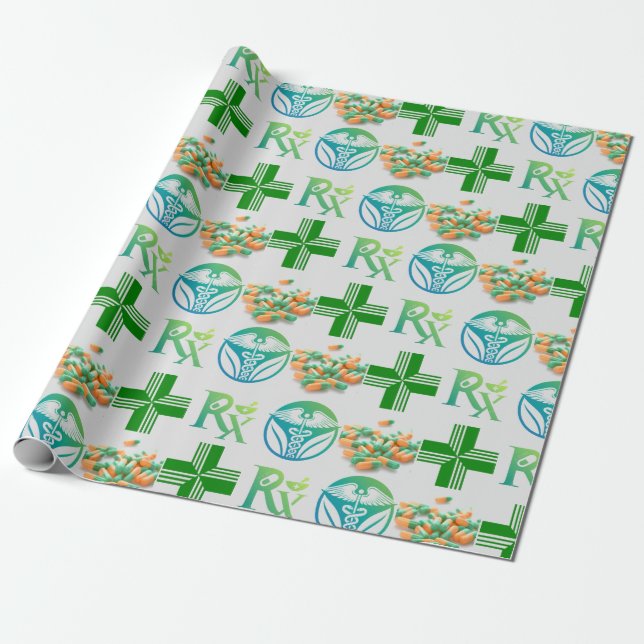 Pharmacy styled wrapping paper (Unrolled)