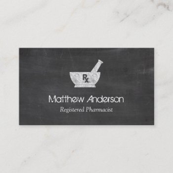 Pharmacy Symbol Mortar And Pestle - Chalkboard Business Card by CardHunter at Zazzle