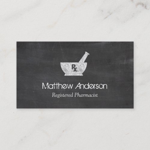 Pharmacy Symbol Mortar and Pestle _ Chalkboard Business Card