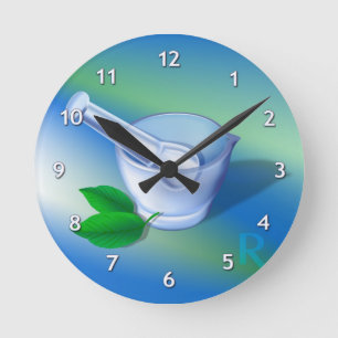Pharmacy Symbol Round Clock