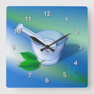 Pharmacy Symbol Square Wall Clock