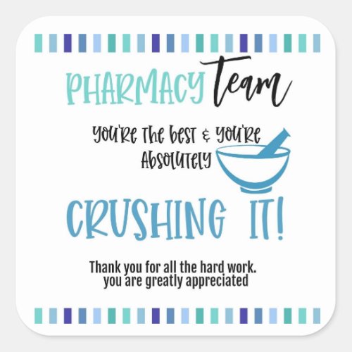 Pharmacy team thank you square sticker