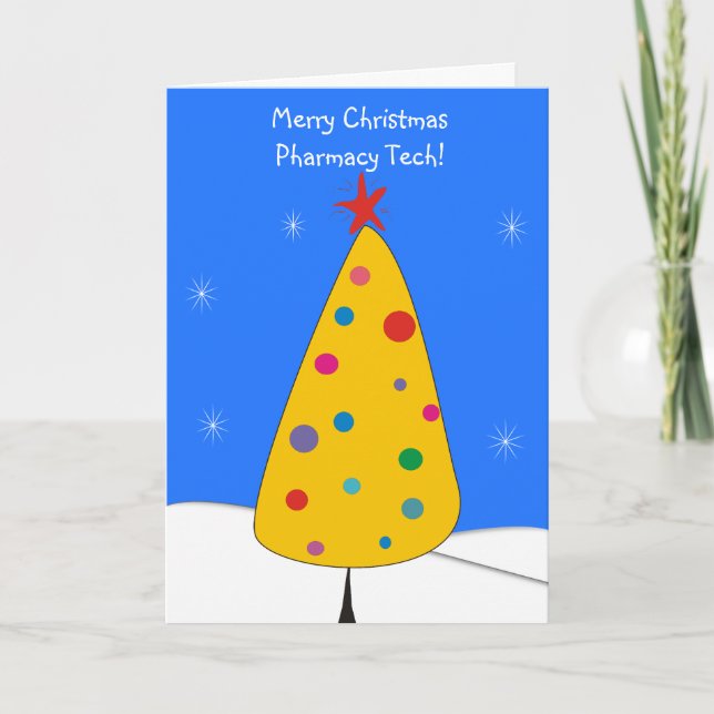 Pharmacy Tech Christmas Cards #4 Blue (Front)