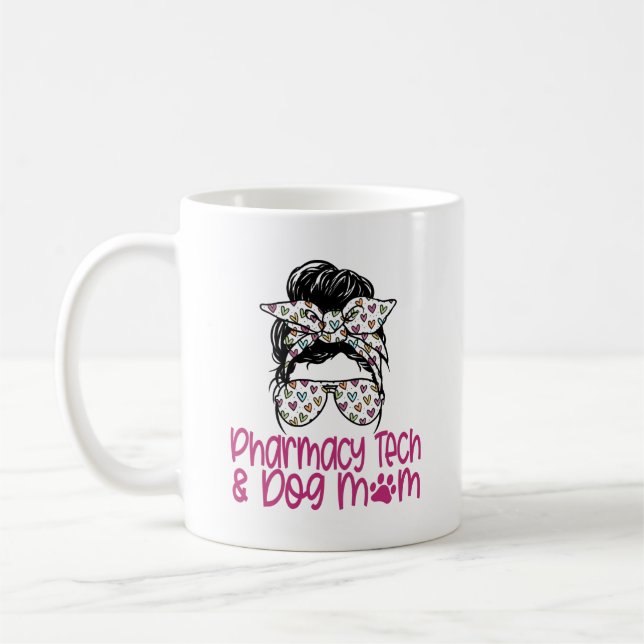 Pharmacy Tech Dog Mom Funny Gift Coffee Mug (Left)