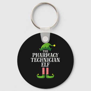 Pharmacy Tech Elf Matching Family Group Christmas Keychain