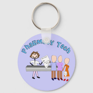 Pharmacy Tech Gifts Stick People Design Keychain