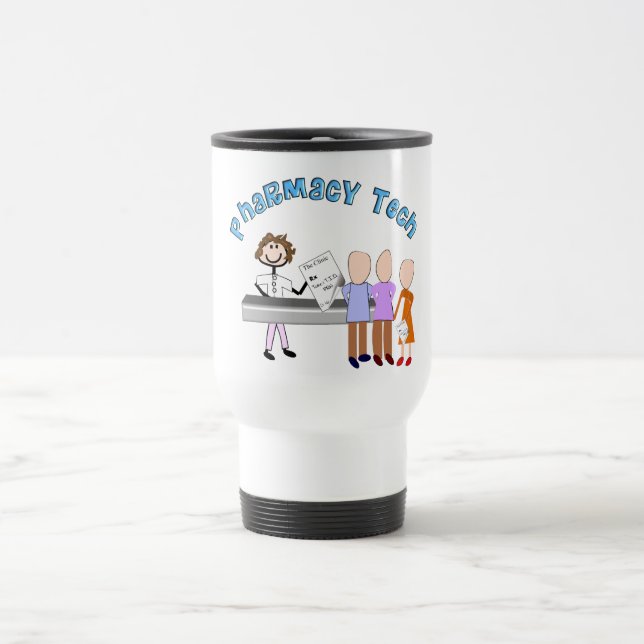 Pharmacy Tech Gifts Stick People Design Travel Mug (Center)
