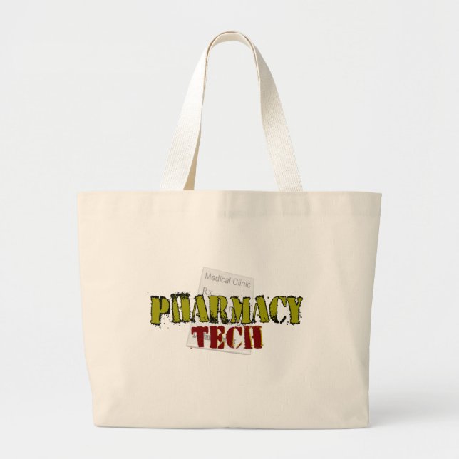 Pharmacy Tech Gifts With Prescription Design Large Tote Bag (Front)