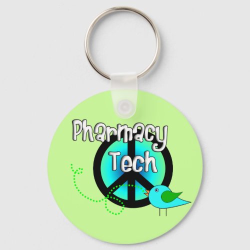 Pharmacy Tech Peace Sign Design Gifts Keychain