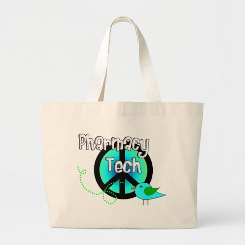 Pharmacy Tech Peace Sign Design Gifts Large Tote Bag