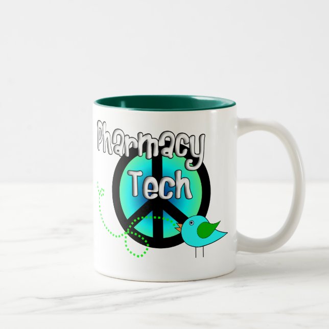 Pharmacy Tech Peace Sign Design Gifts Two-Tone Coffee Mug (Right)