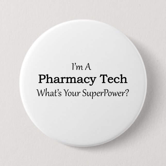 Pharmacy Tech Pinback Button (Front)