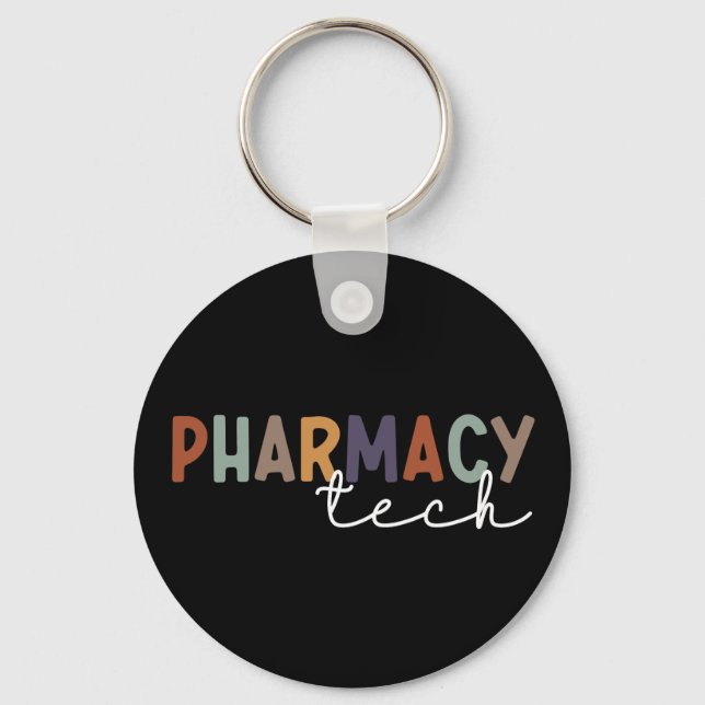 Pharmacy Tech Retro Pharmacy Technician Keychain (Front)