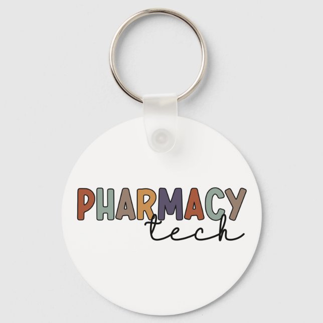 Pharmacy Tech Retro Pharmacy Technician Keychain (Front)