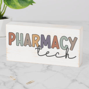 Pharmacy Tech Retro Pharmacy Technician Wooden Box Sign