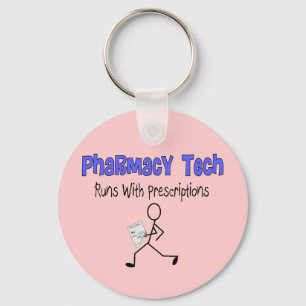 Pharmacy Tech "Runs With Prescriptions" T-Shirts Keychain