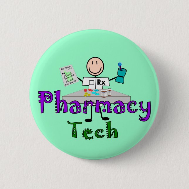 Pharmacy Tech Stick People Design Gifts Pinback Button (Front)