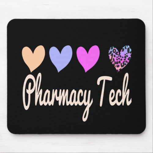 Pharmacy Tech Technician Gift Hearts Mouse Pad