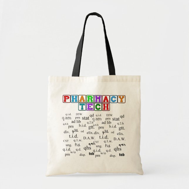 Pharmacy Tech Tote With Rx Abbreviations (Front)
