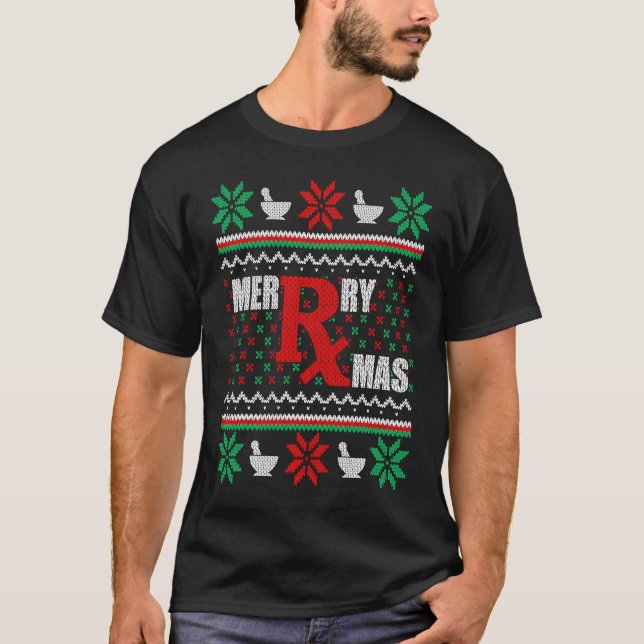 Pharmacy Tech Ugly Christmas Sweater Merry Xmas Ph (Front)
